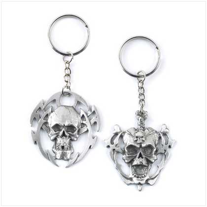 PEWTER SKULL KEYCHAIN SET