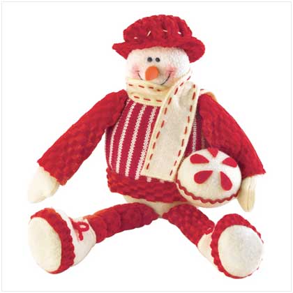 SITTING SNOWMAN PLUSH FIGURINE