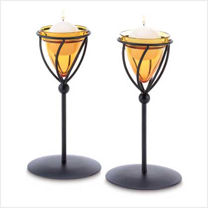 AMBER CANDLEHOLDERS