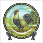 DECO ROOSTER PLATE W/ STAND