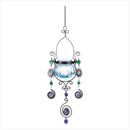 BLUE JEWELED CANDLEHOLDER