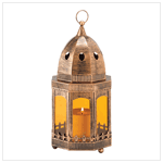 COPPER/AMBER CANDLE LANTERN