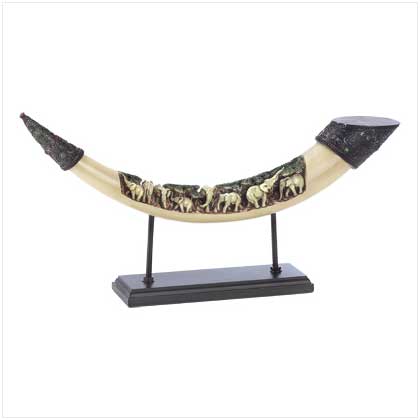 LUCKY ELEPHANTS TUSK SCULPTURE